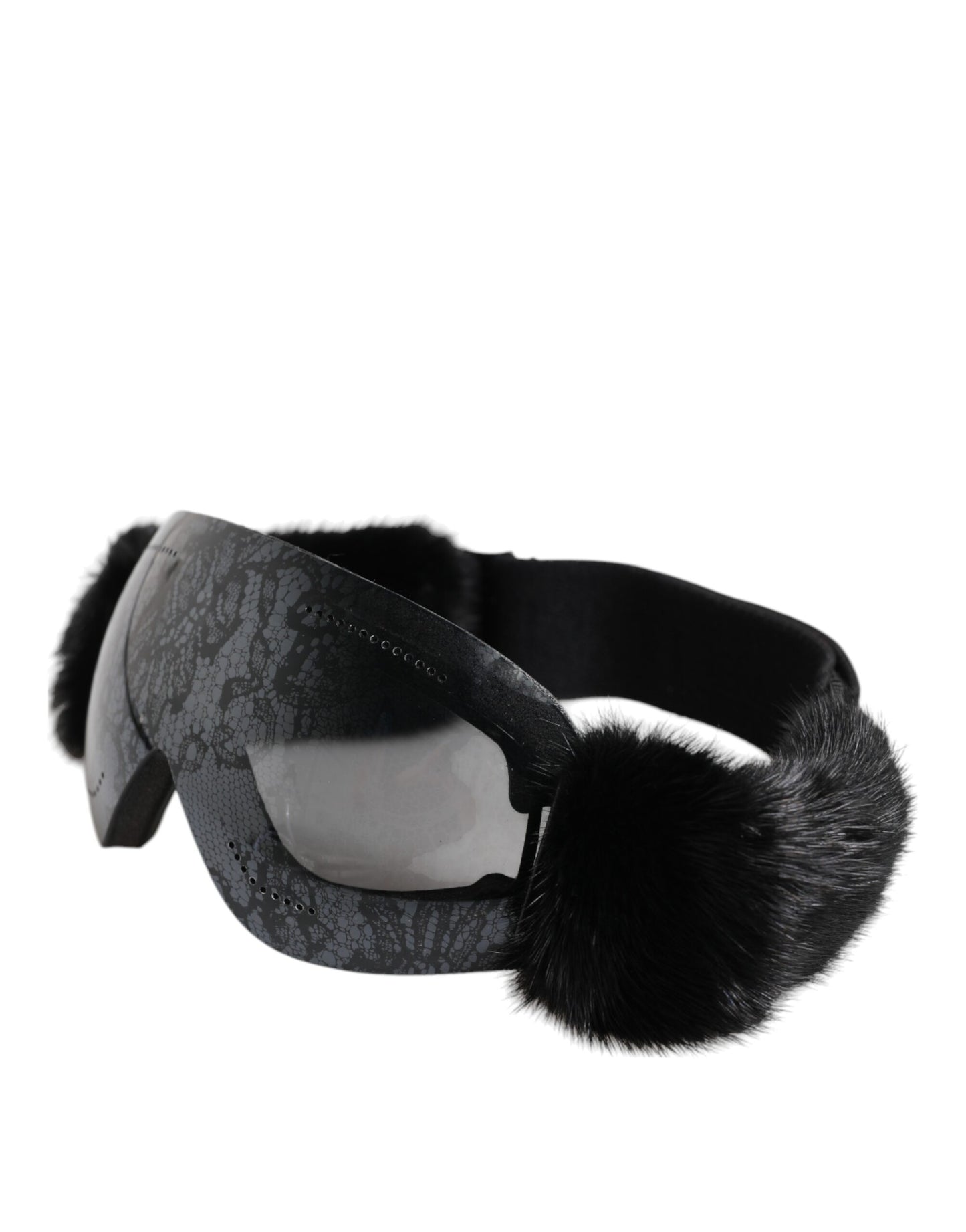 Lunettes de soleil Dolce &amp; Gabbana noires BI0759 en dentelle effet miroir pour masque de ski