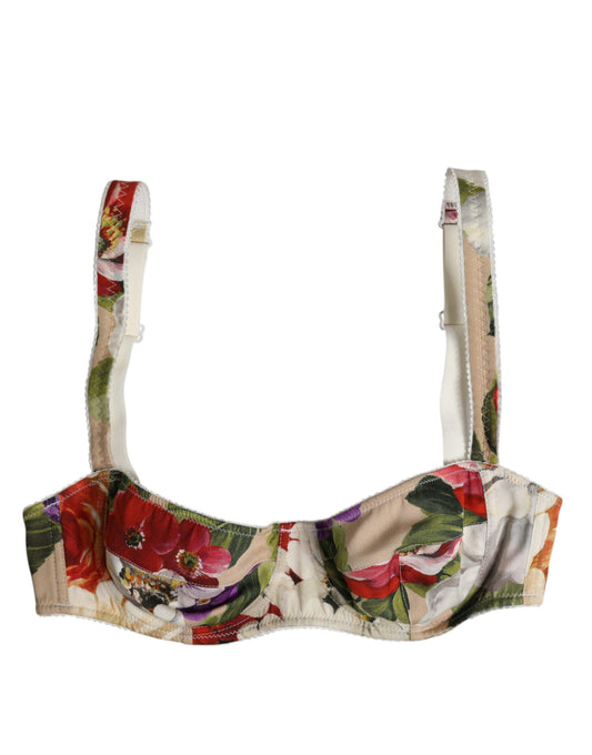 Soutien-gorge balconnet à armatures Dolce &amp; Gabbana beige à fleurs