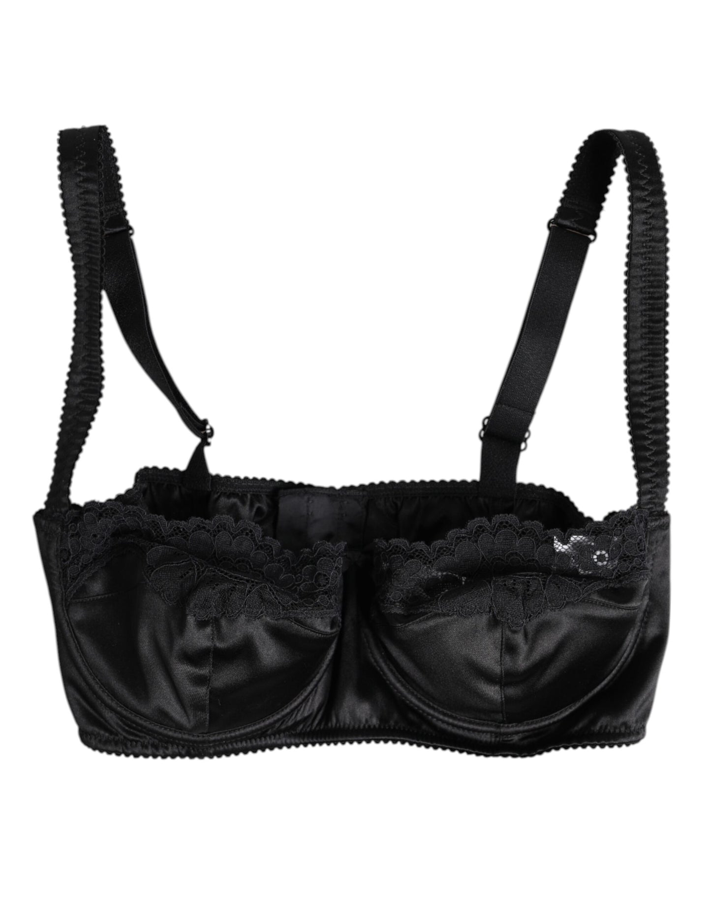 Soutien-gorge balconnet à armatures en soie noire Dolce &amp; Gabbana