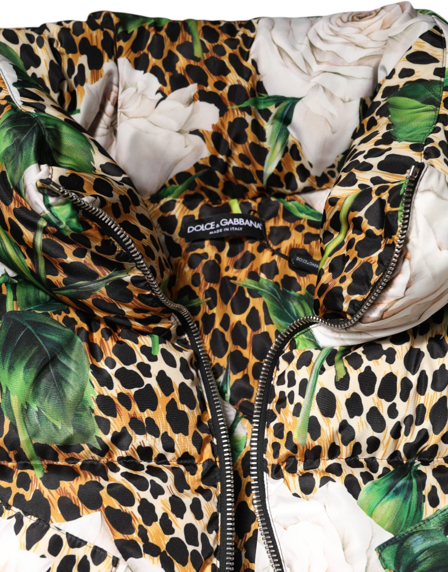 Dolce &amp; Gabbana Doudoune matelassée multicolore à imprimé léopard et roses