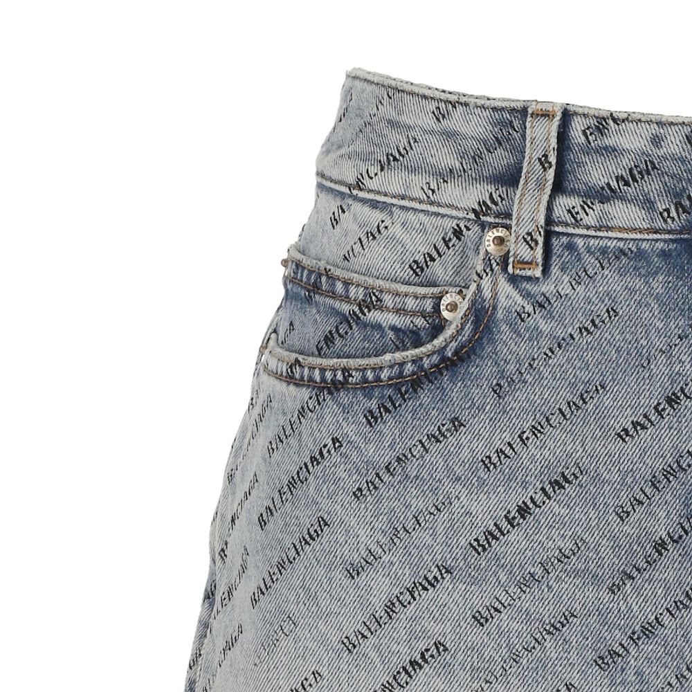 Jupe en jean à imprimé logo Balenciaga