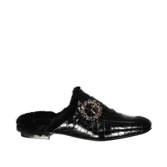 Mules en cuir et fourrure Eleventy