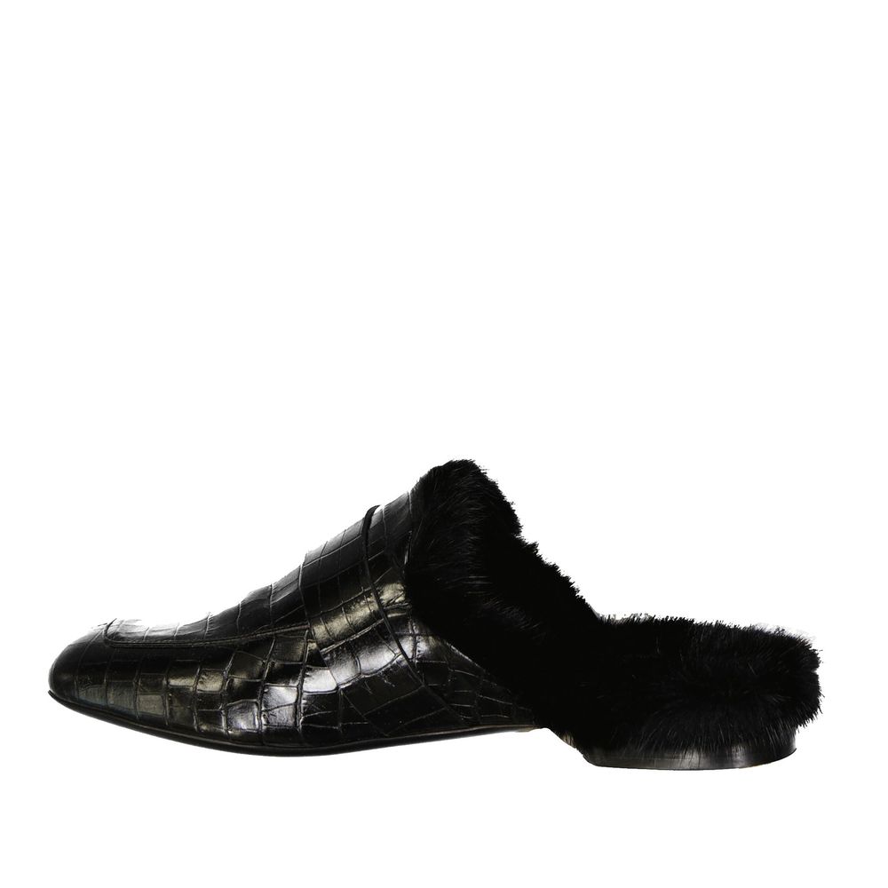 Mules en cuir et fourrure Eleventy
