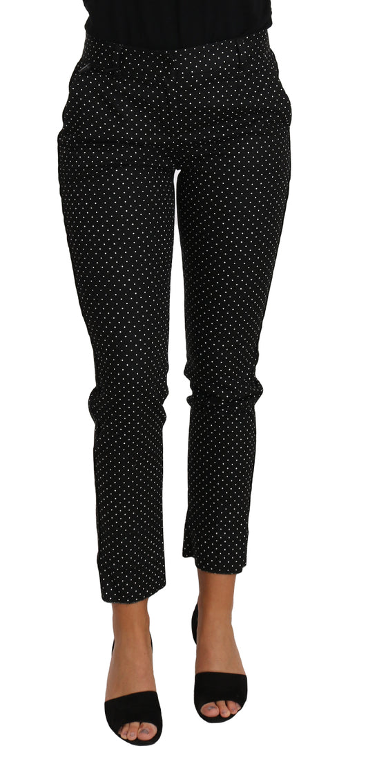 Robe noire Dolce &amp; Gabbana à pois et pantalon droit court