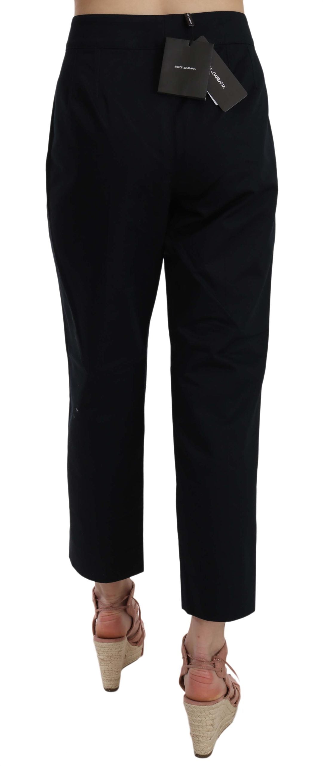 Pantalon court noir à boutons sur le devant Dolce &amp; Gabbana