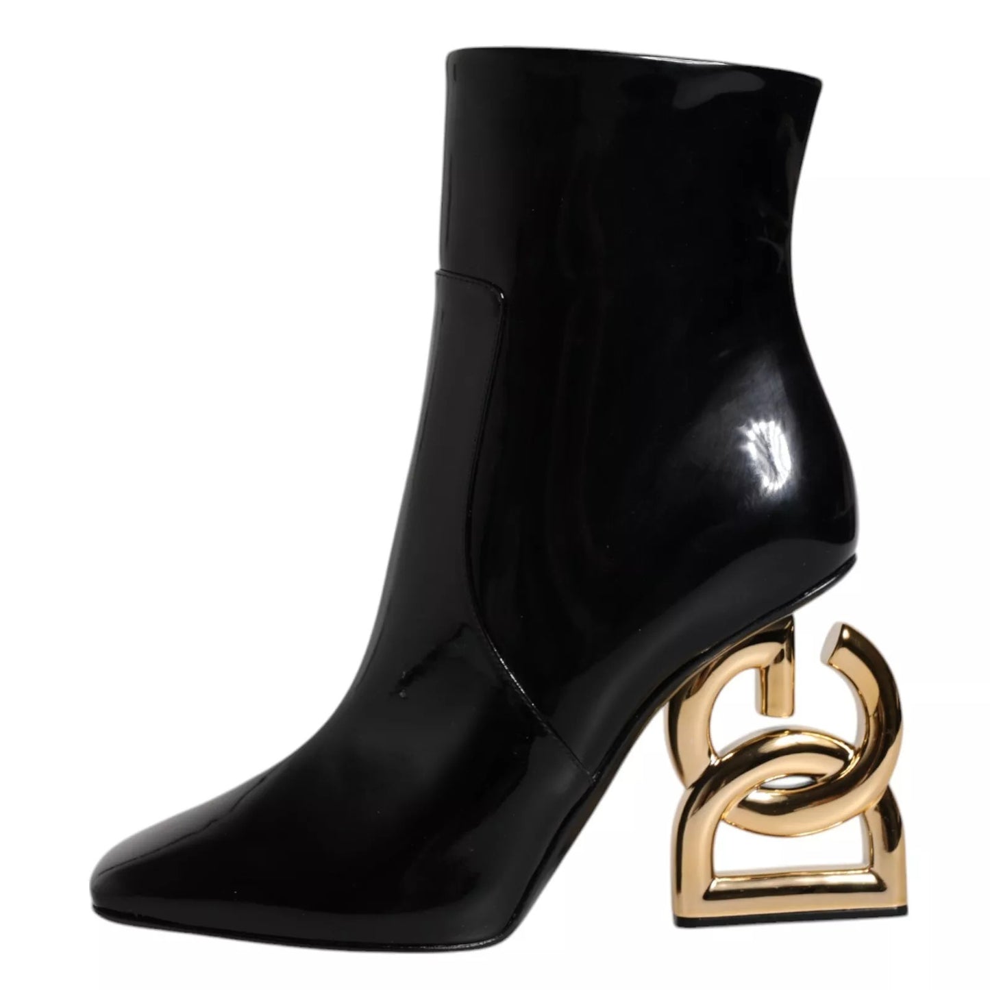 Bottes mi-mollet en cuir noir Jackie de Dolce &amp; Gabbana