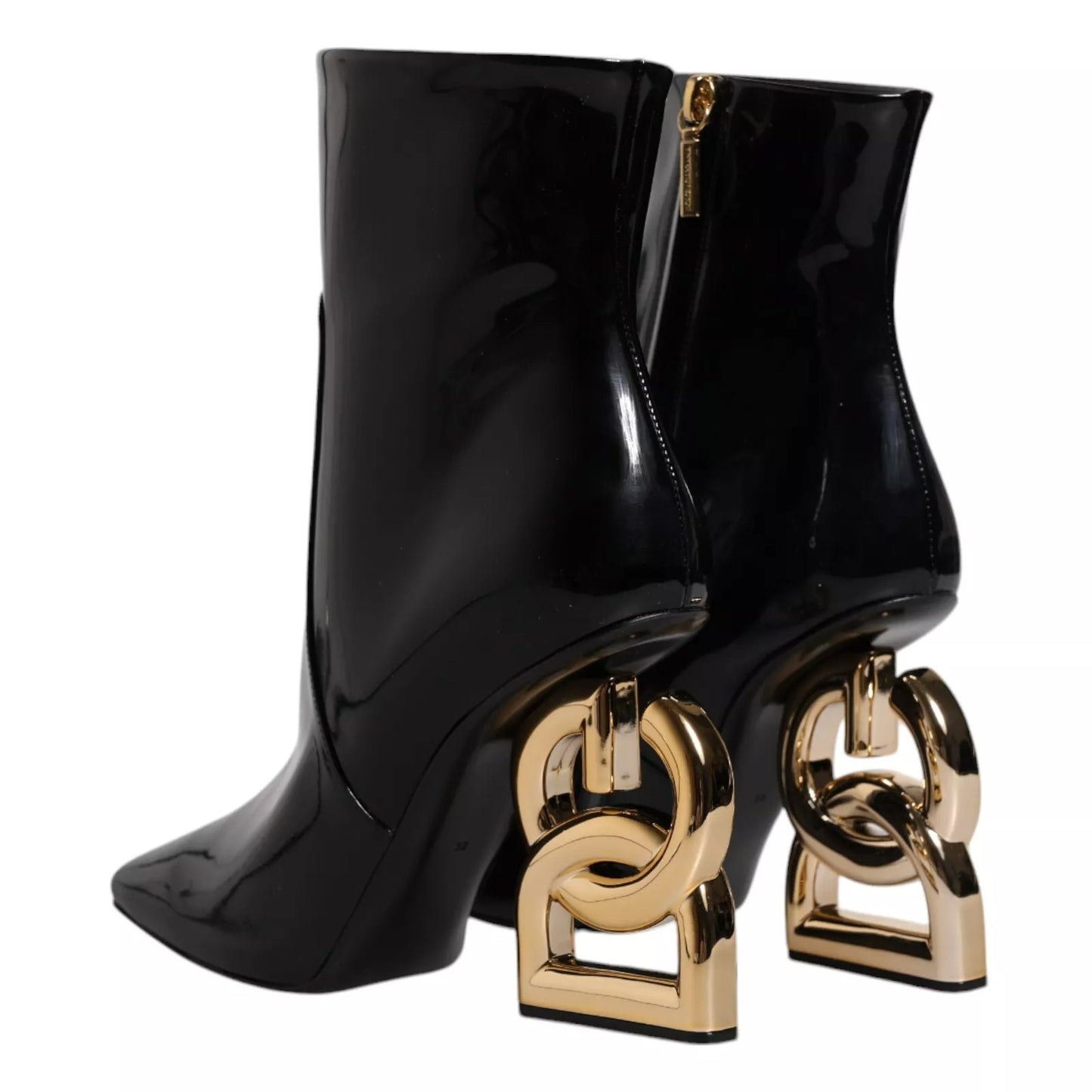 Bottes mi-mollet en cuir noir Jackie de Dolce &amp; Gabbana