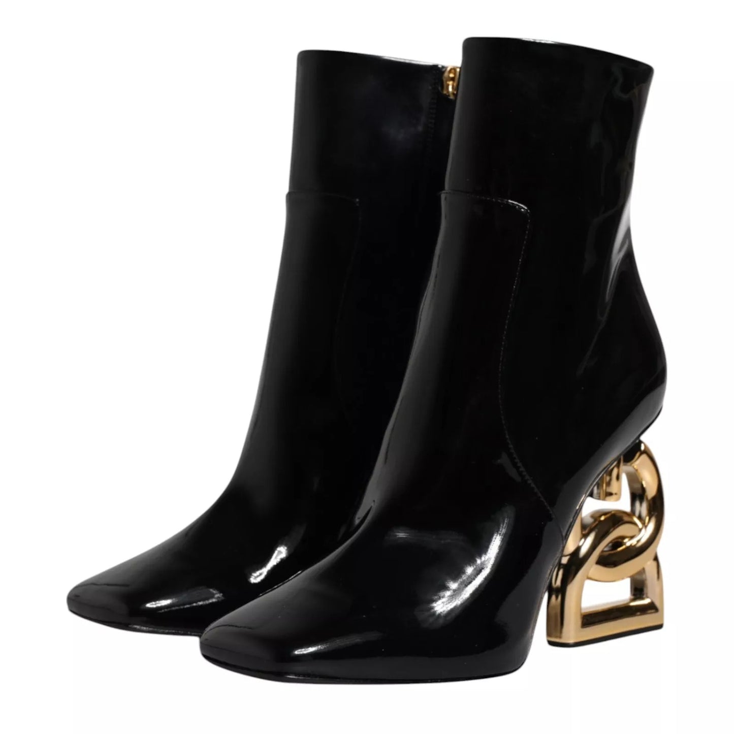 Bottes mi-mollet en cuir noir Jackie de Dolce &amp; Gabbana