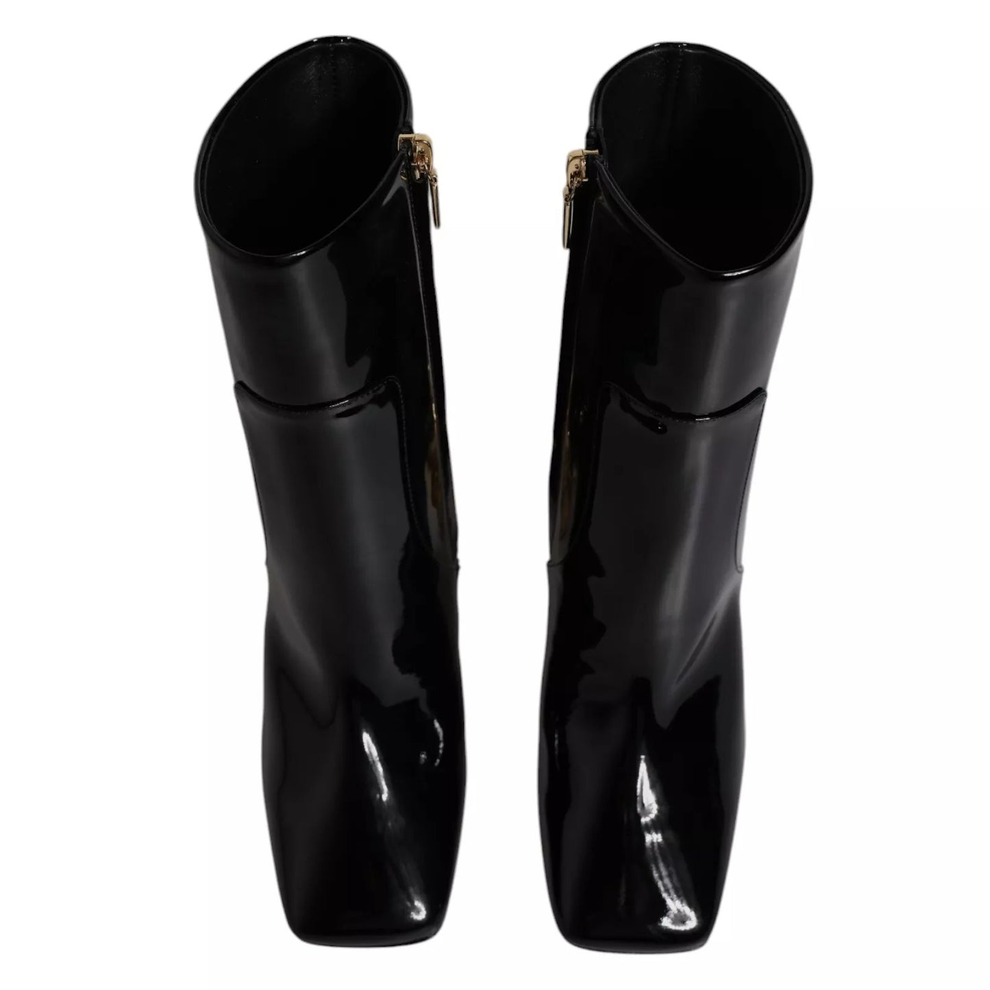 Bottes mi-mollet en cuir noir Jackie de Dolce &amp; Gabbana