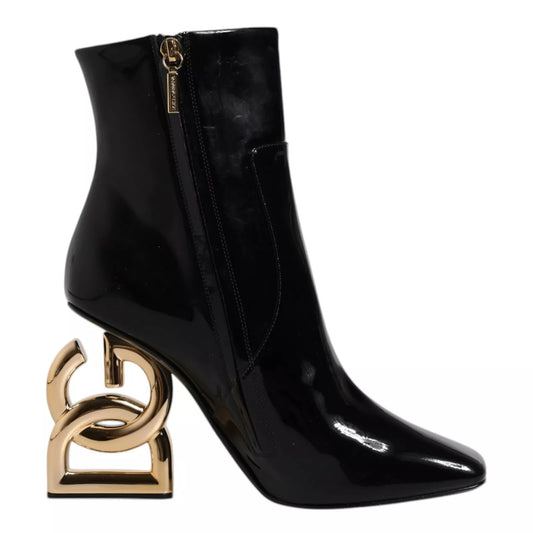 Bottes mi-mollet en cuir noir Jackie de Dolce &amp; Gabbana