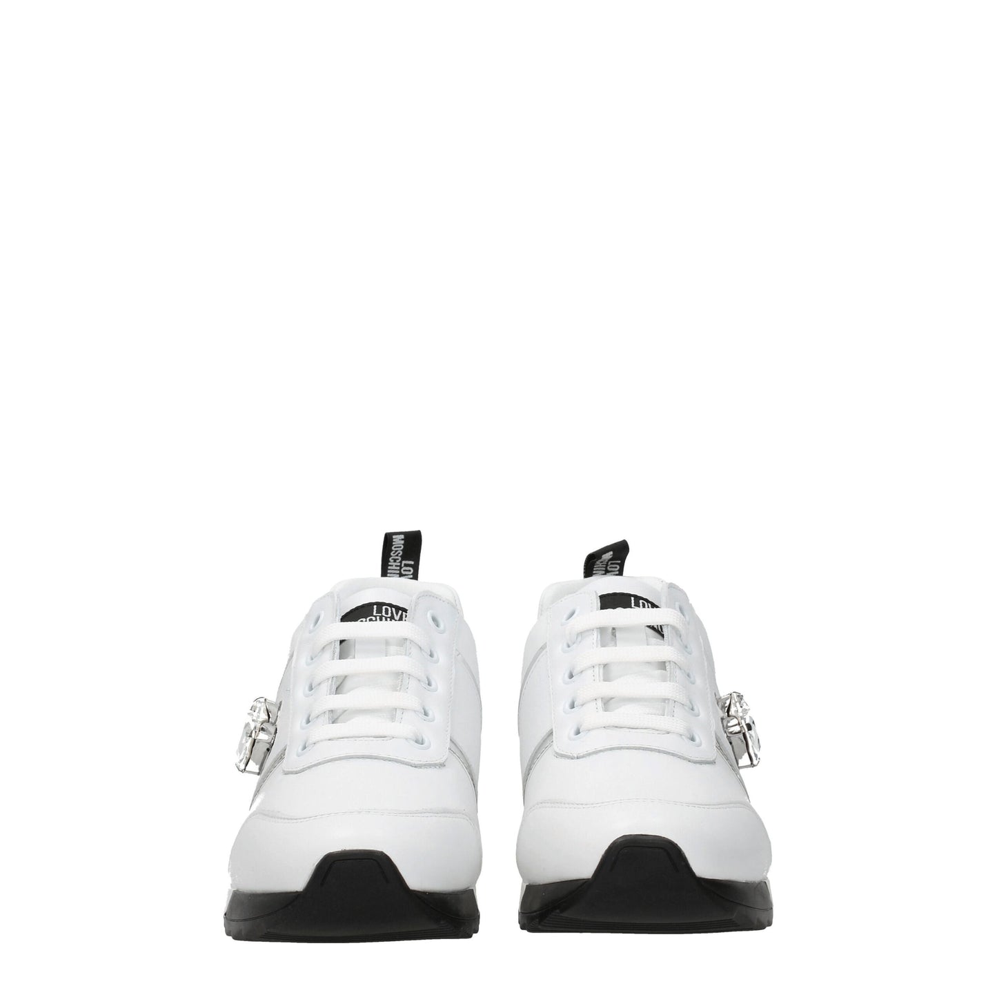 Baskets basses en cuir blanc Love Moschino