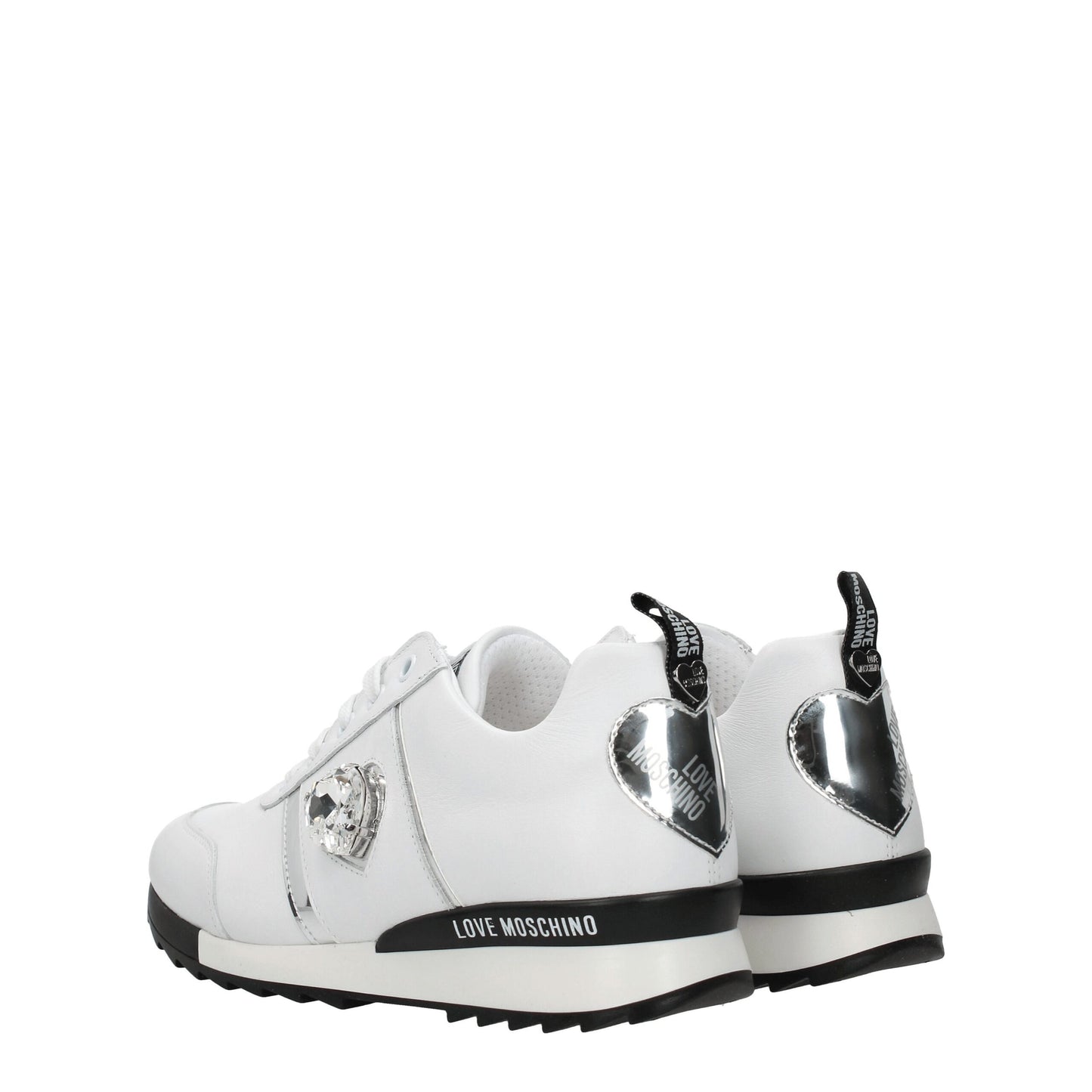 Baskets basses en cuir blanc Love Moschino