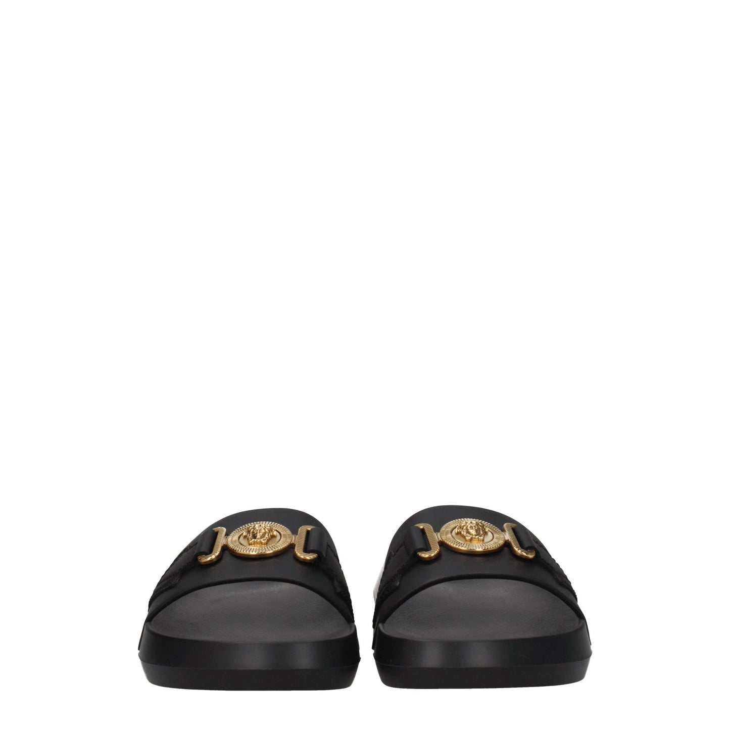 Versace Black Leather Slippers
