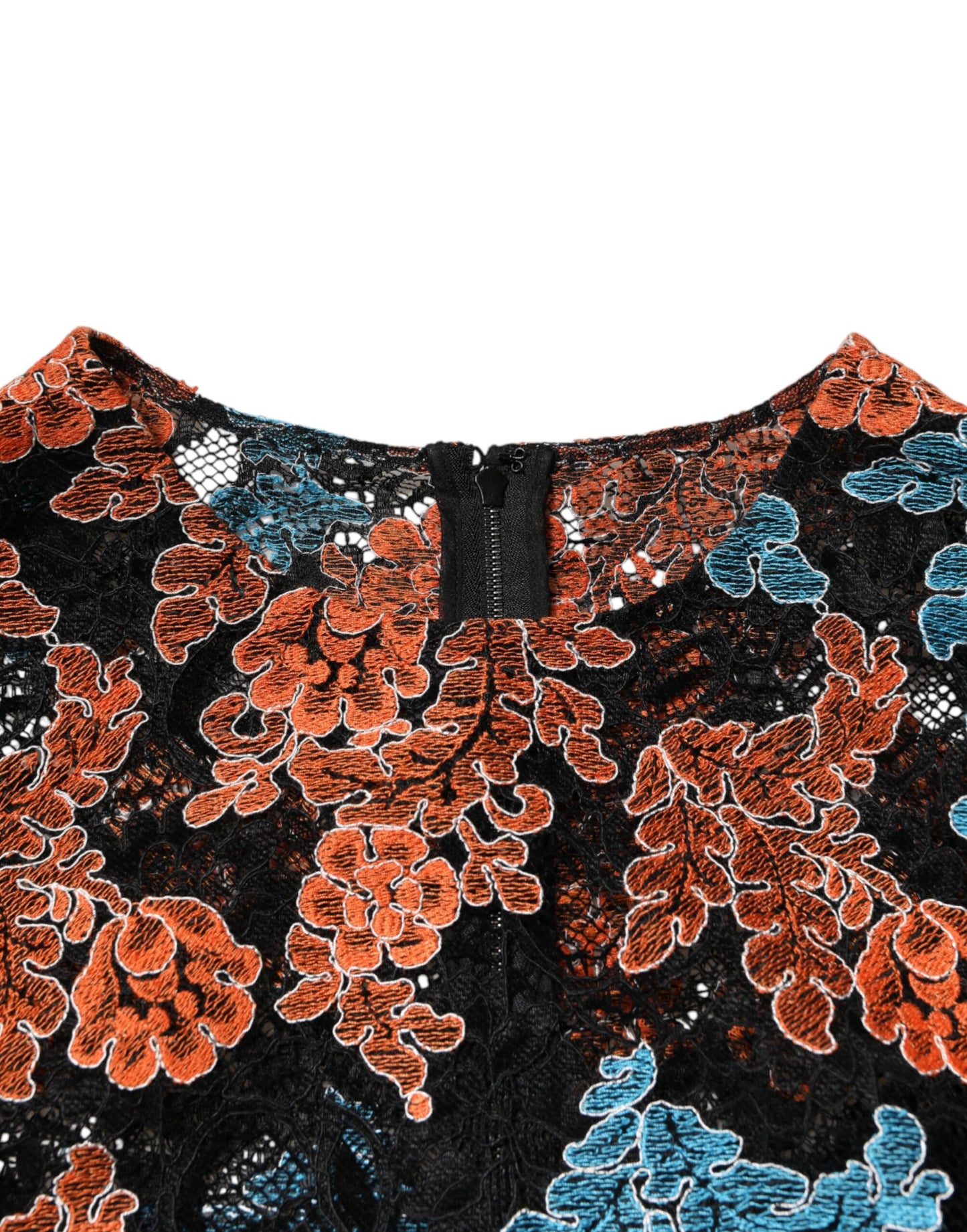 Robe courte droite à broderies florales multicolores Dolce &amp; Gabbana