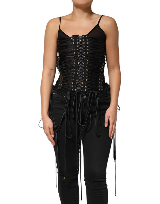 Haut style corset à œillets noirs Dolce &amp; Gabbana