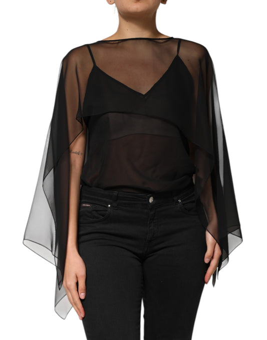 Chemisier en mousseline de soie noire transparente Dolce &amp; Gabbana