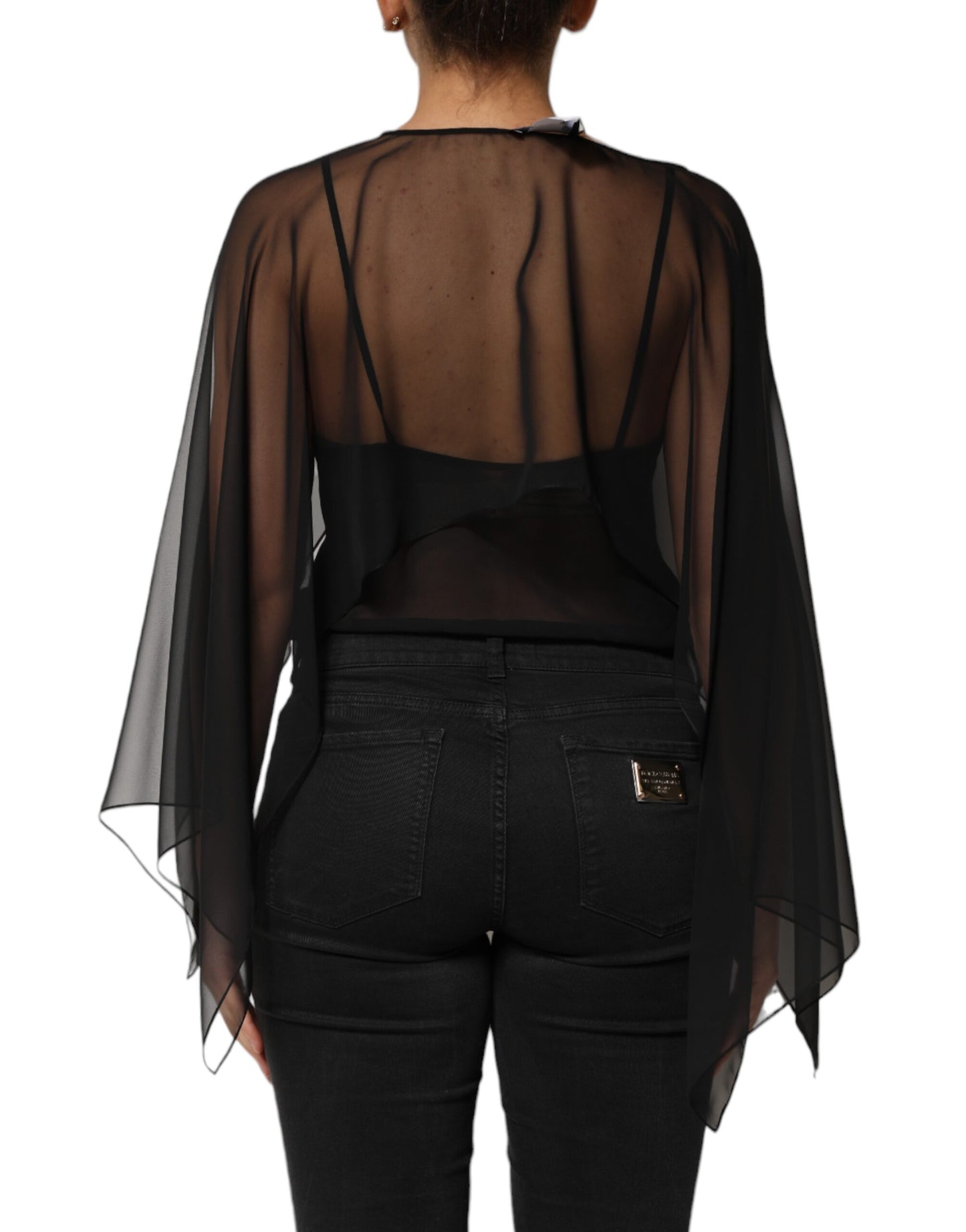 Chemisier en mousseline de soie noire transparente Dolce &amp; Gabbana