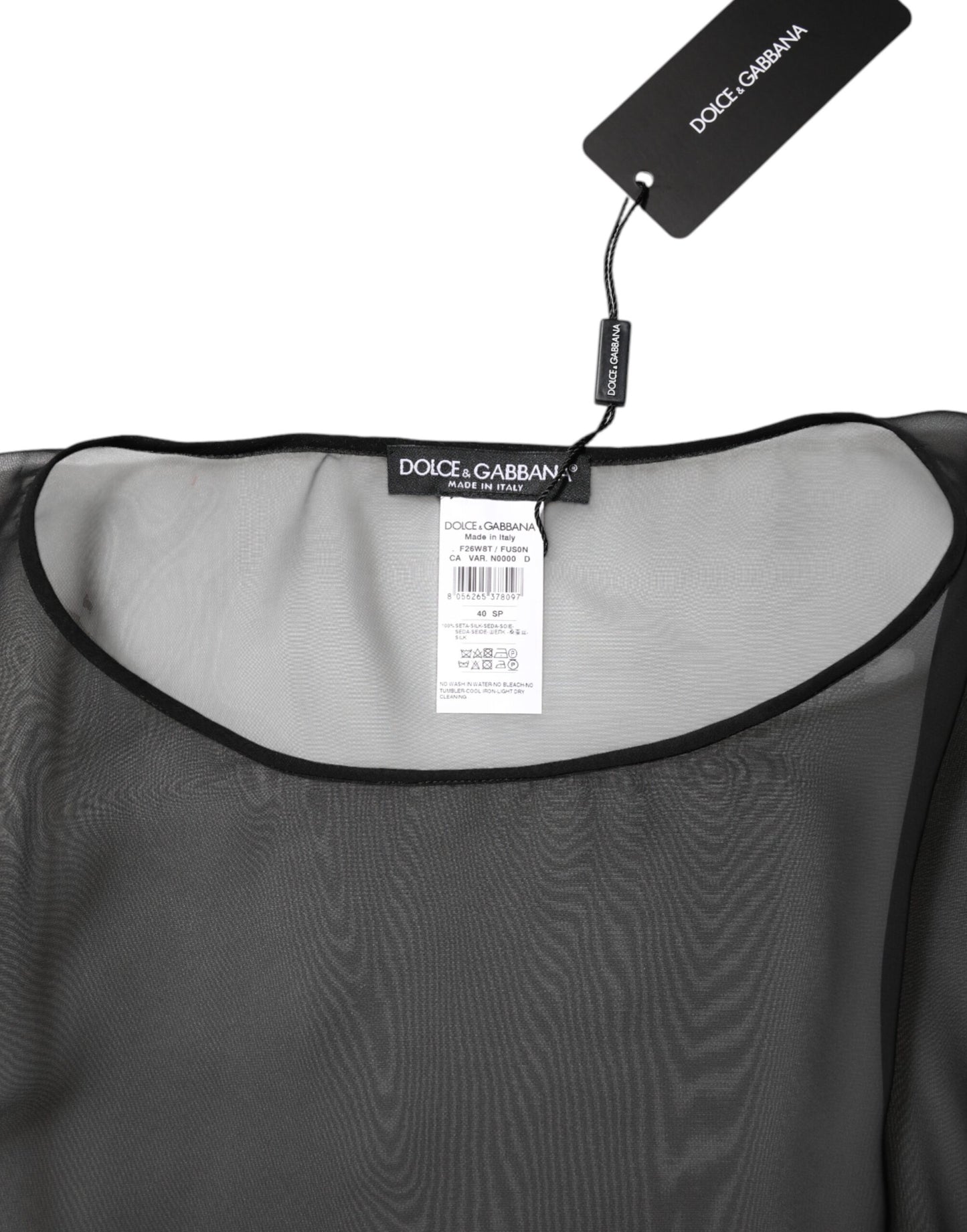 Chemisier en mousseline de soie noire transparente Dolce &amp; Gabbana