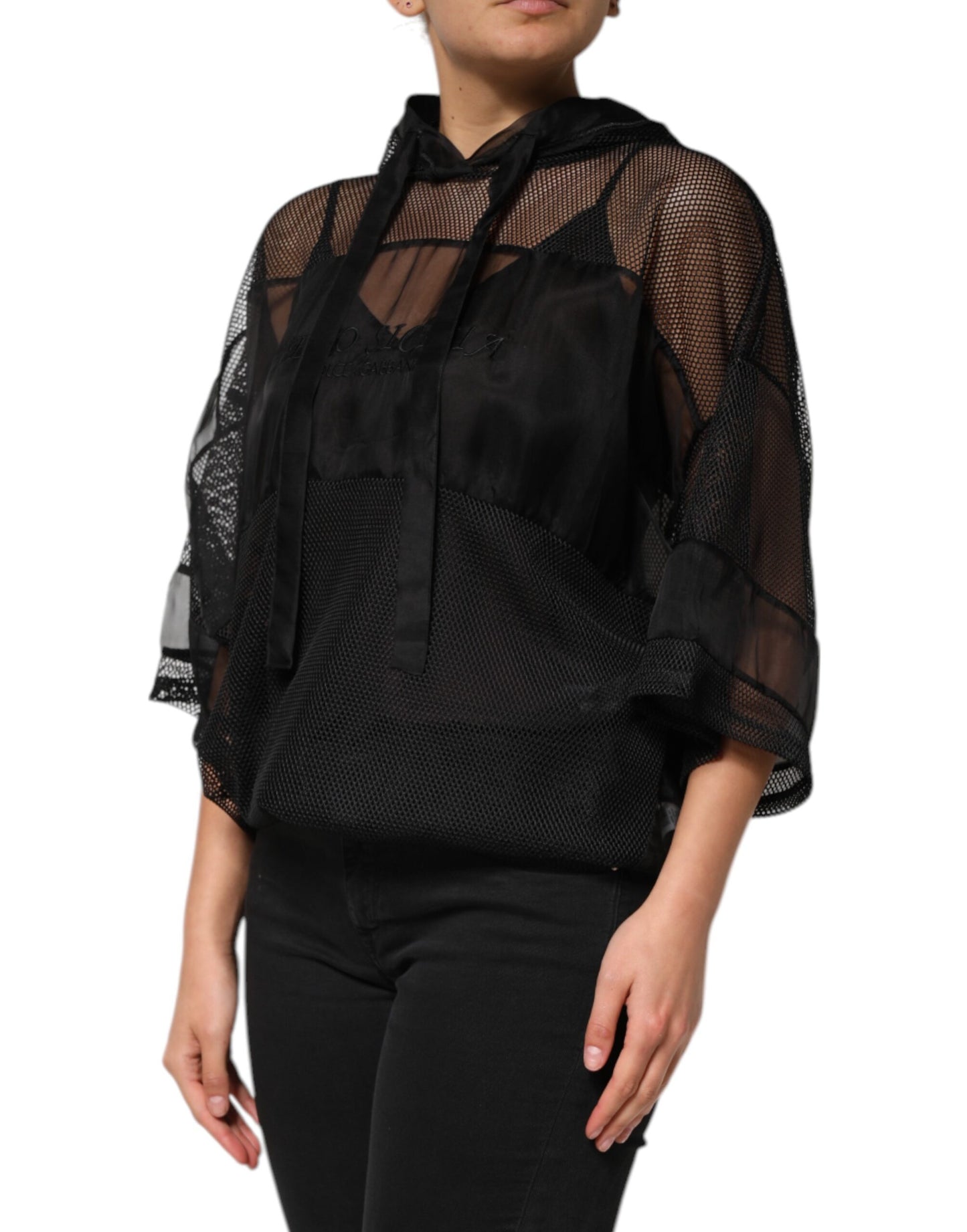 Pull à capuche transparent noir Dolce &amp; Gabbana