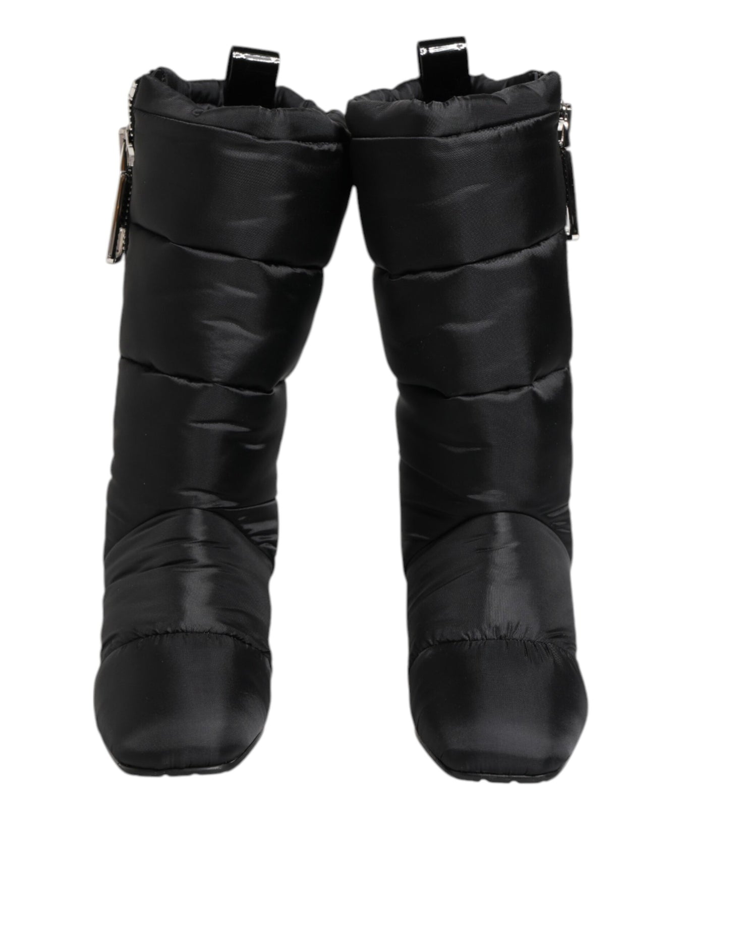 Bottes à talon mi-mollet rembourrées noires Dolce &amp; Gabbana avec logo