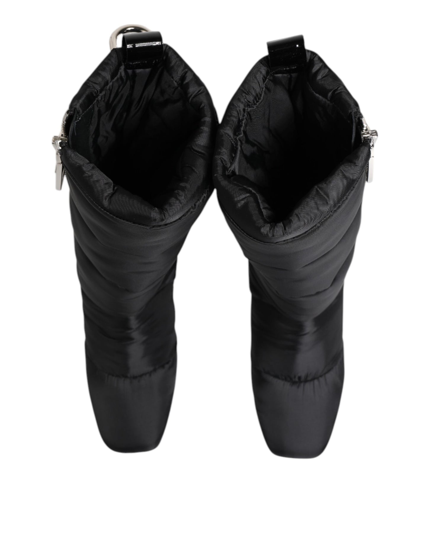 Bottes à talon mi-mollet rembourrées noires Dolce &amp; Gabbana avec logo