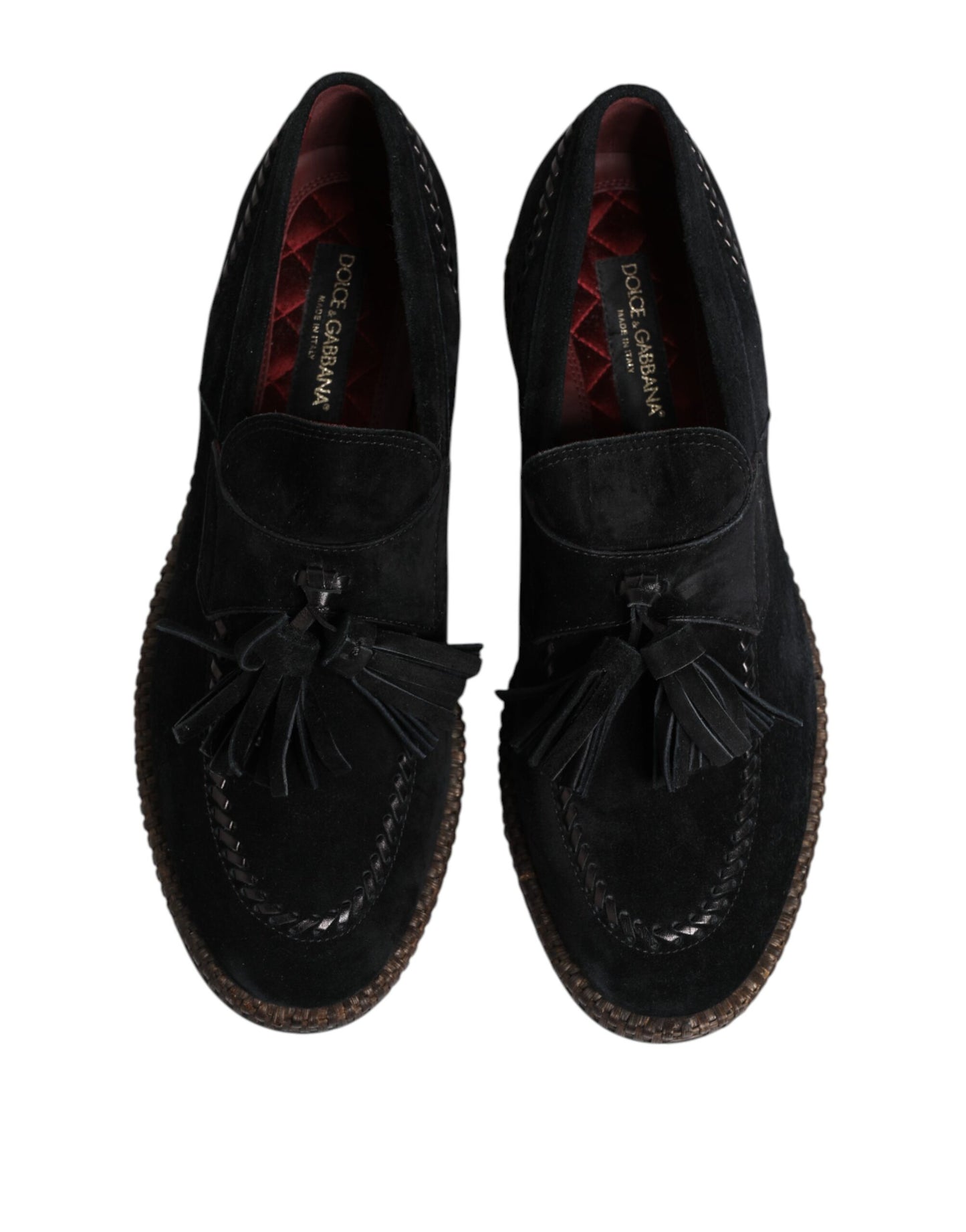 Dolce & Gabbana Black Suede Tassel Embellished Loafers Shoes