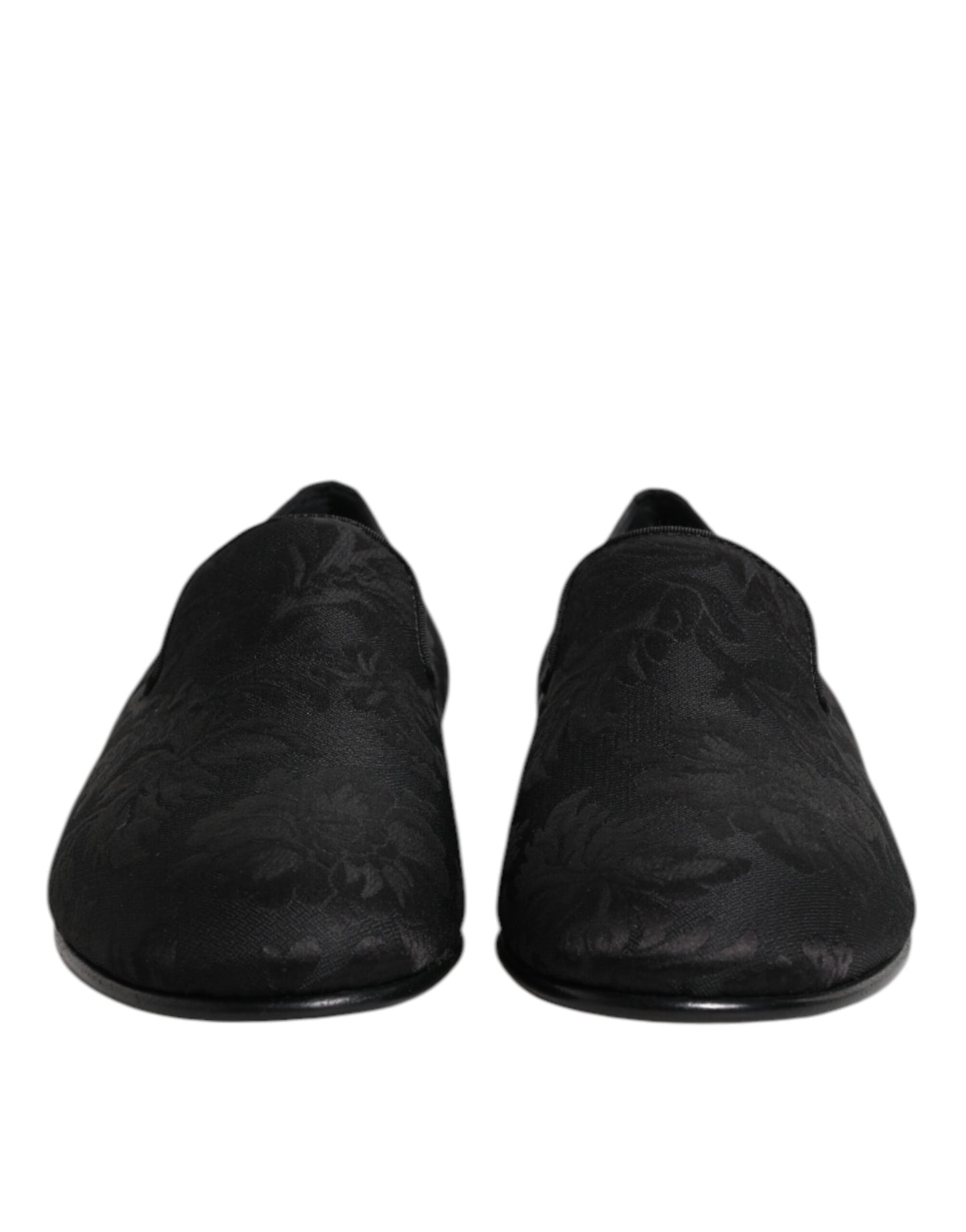 Dolce & Gabbana Black Floral Brocade Loafers Men Dress Shoes