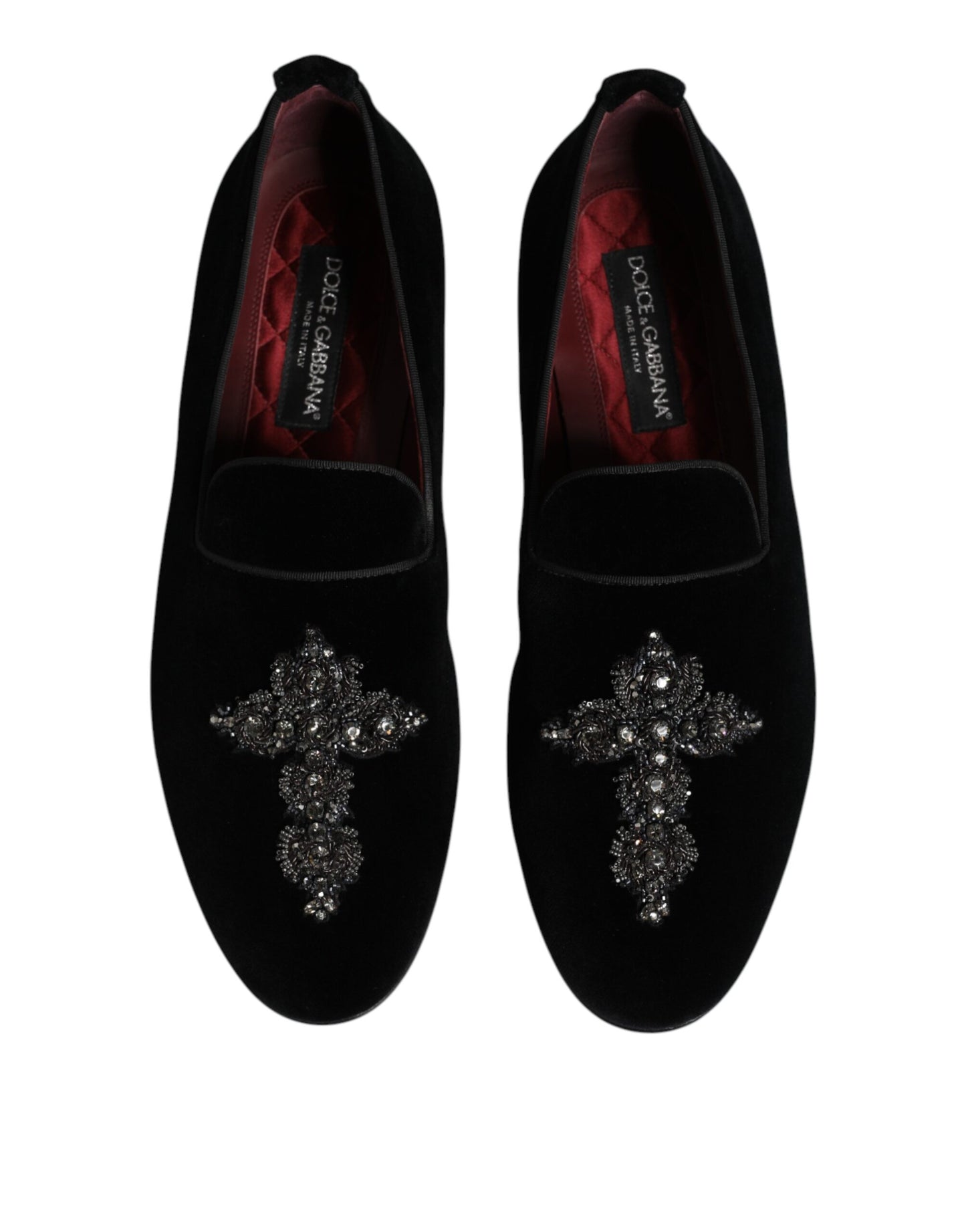 Dolce & Gabbana Black Suede Cross Slip On Loafers Dress Shoes