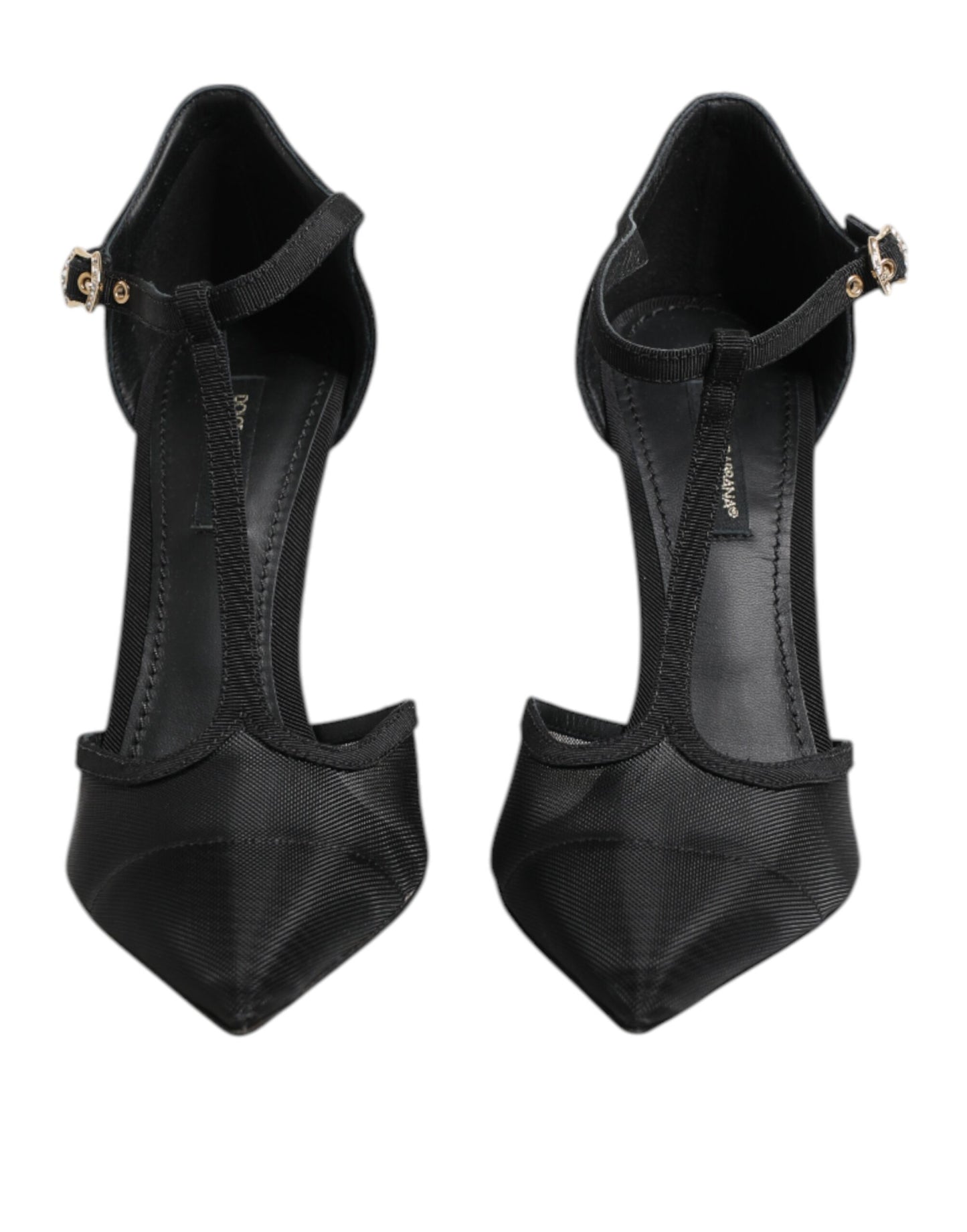 Chaussures à talons aiguilles et brides en T en maille noire Dolce &amp; Gabbana