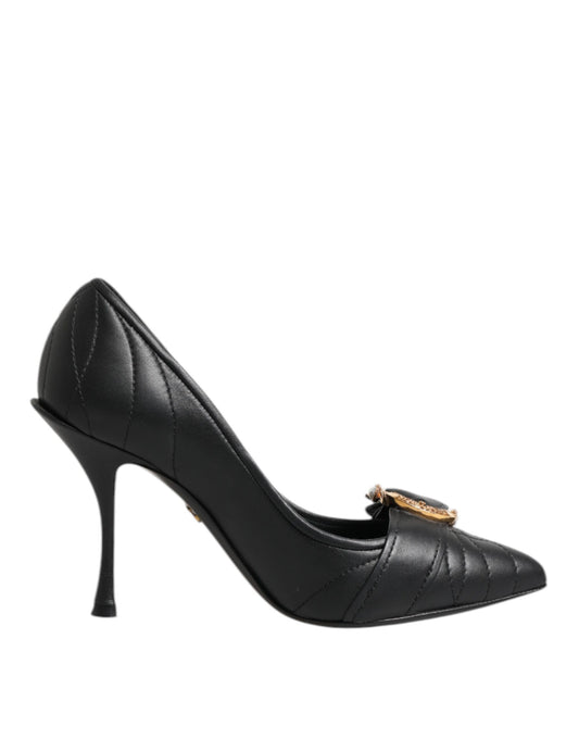 Escarpins à talons en cuir noir Dolce &amp; Gabbana Devotion