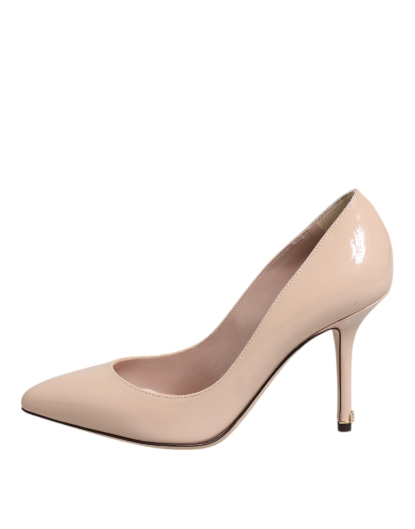 Escarpins à talons aiguilles en cuir verni beige Dolce &amp; Gabbana