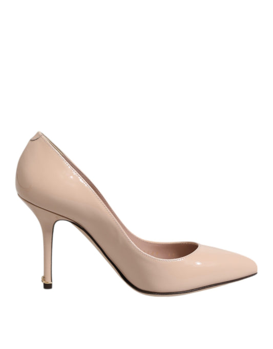 Escarpins à talons aiguilles en cuir verni beige Dolce &amp; Gabbana