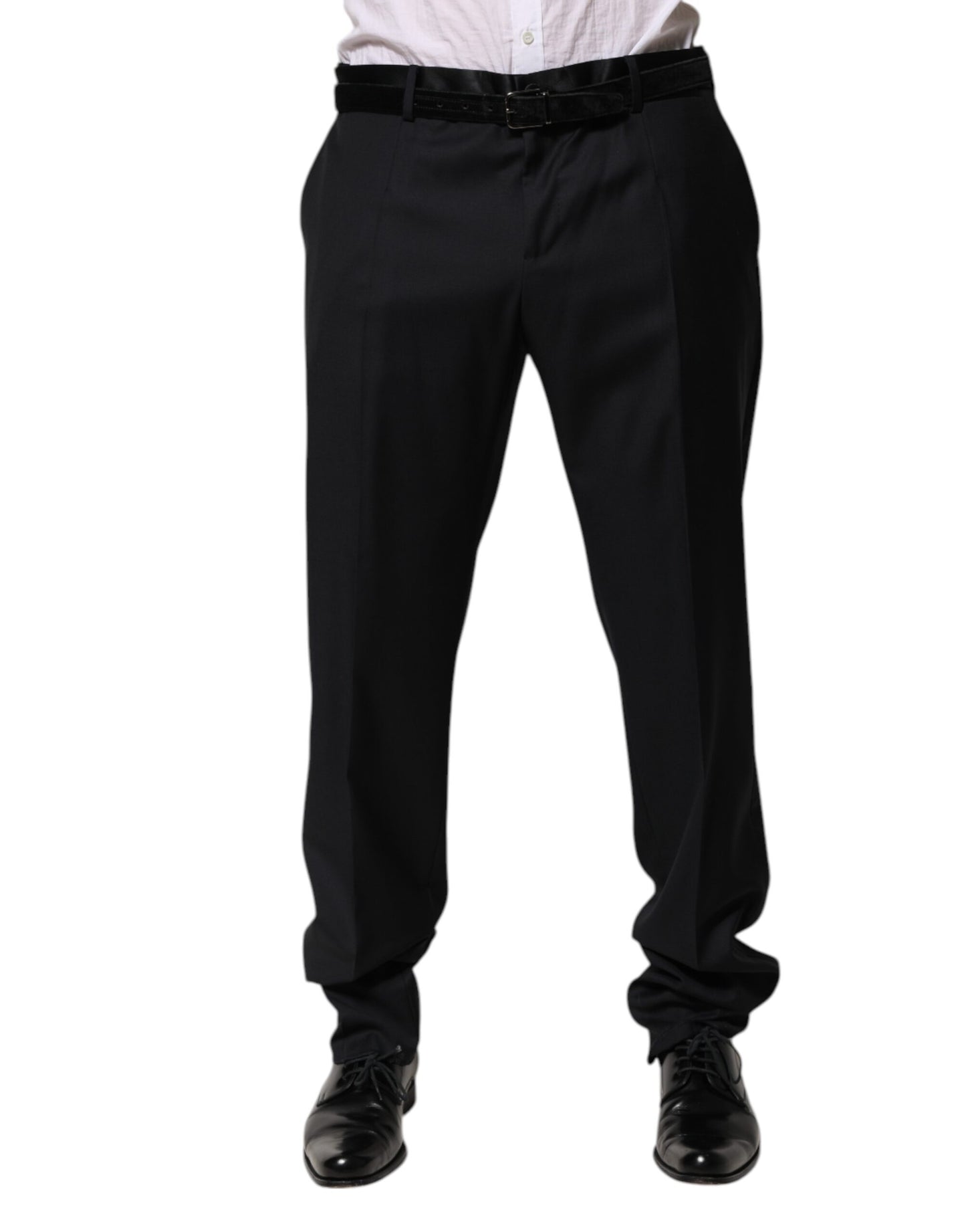 Dolce & Gabbana Black Wool Men Formal Dress Trouser Pants