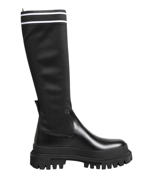 Chaussures à bottes hautes Dolce &amp; Gabbana en polyester noir et blanc