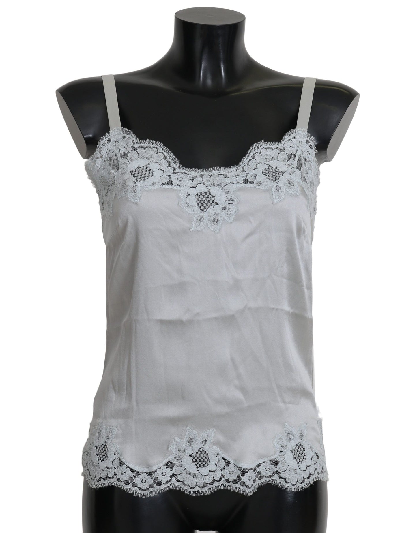 Robe en dentelle de soie verte Dolce &amp; Gabbana Lingerie Chemisole