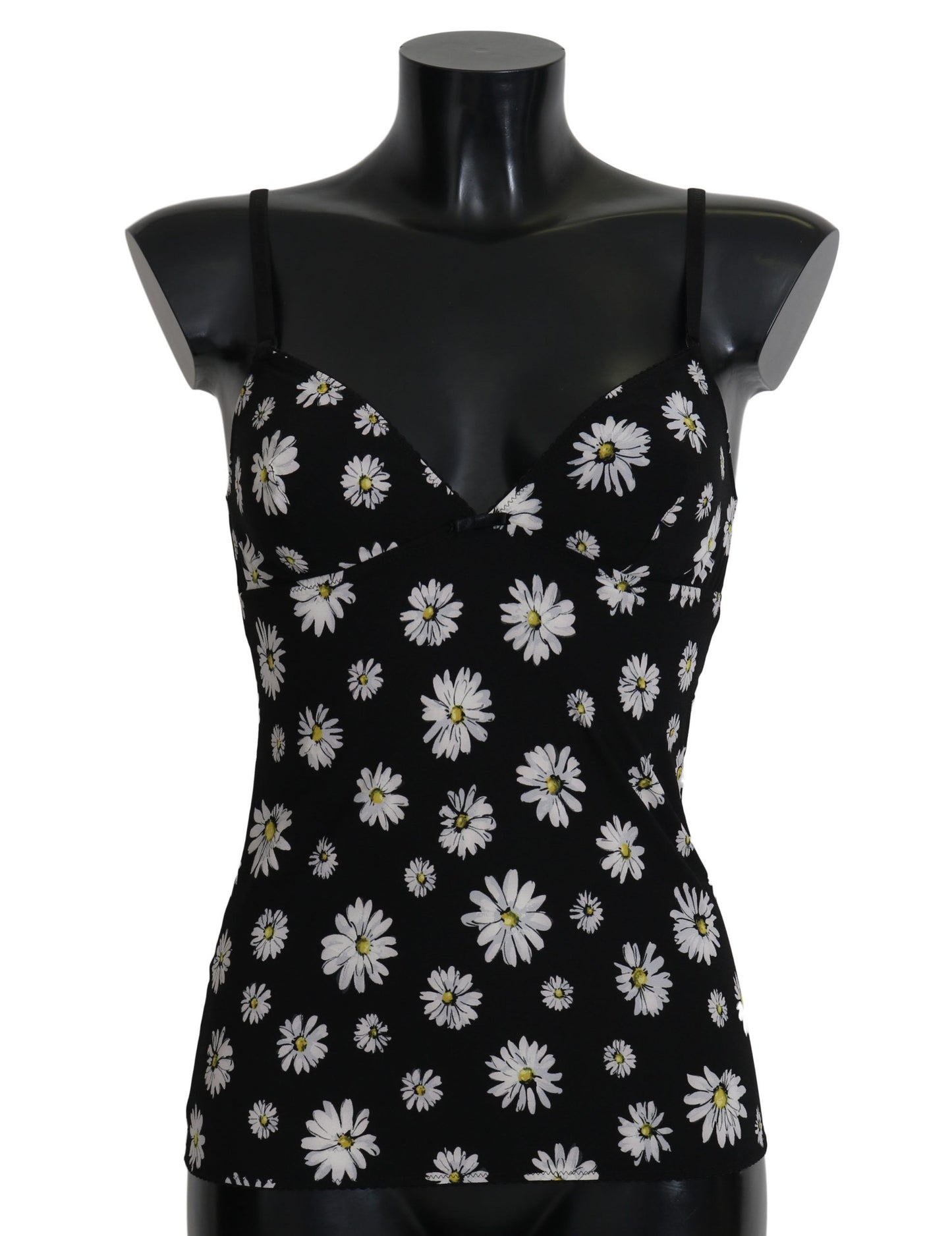Robe noire à imprimé marguerites Dolce &amp; Gabbana Lingerie Chemisole