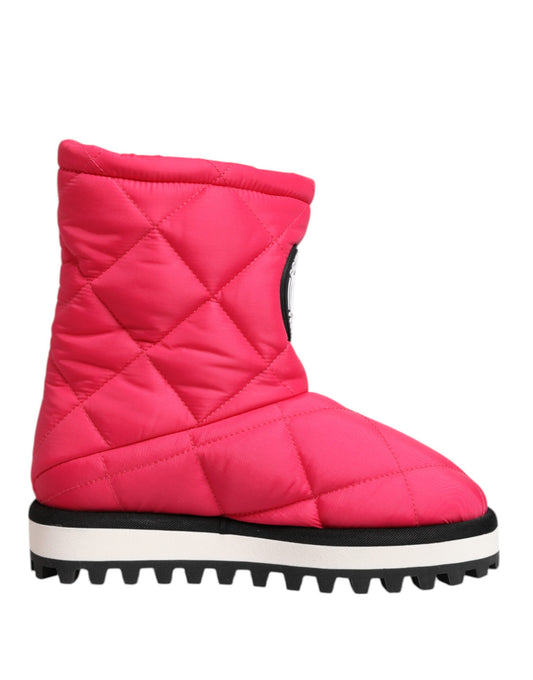 Bottes mi-mollet rembourrées en viscose rose et blanche Dolce &amp; Gabbana