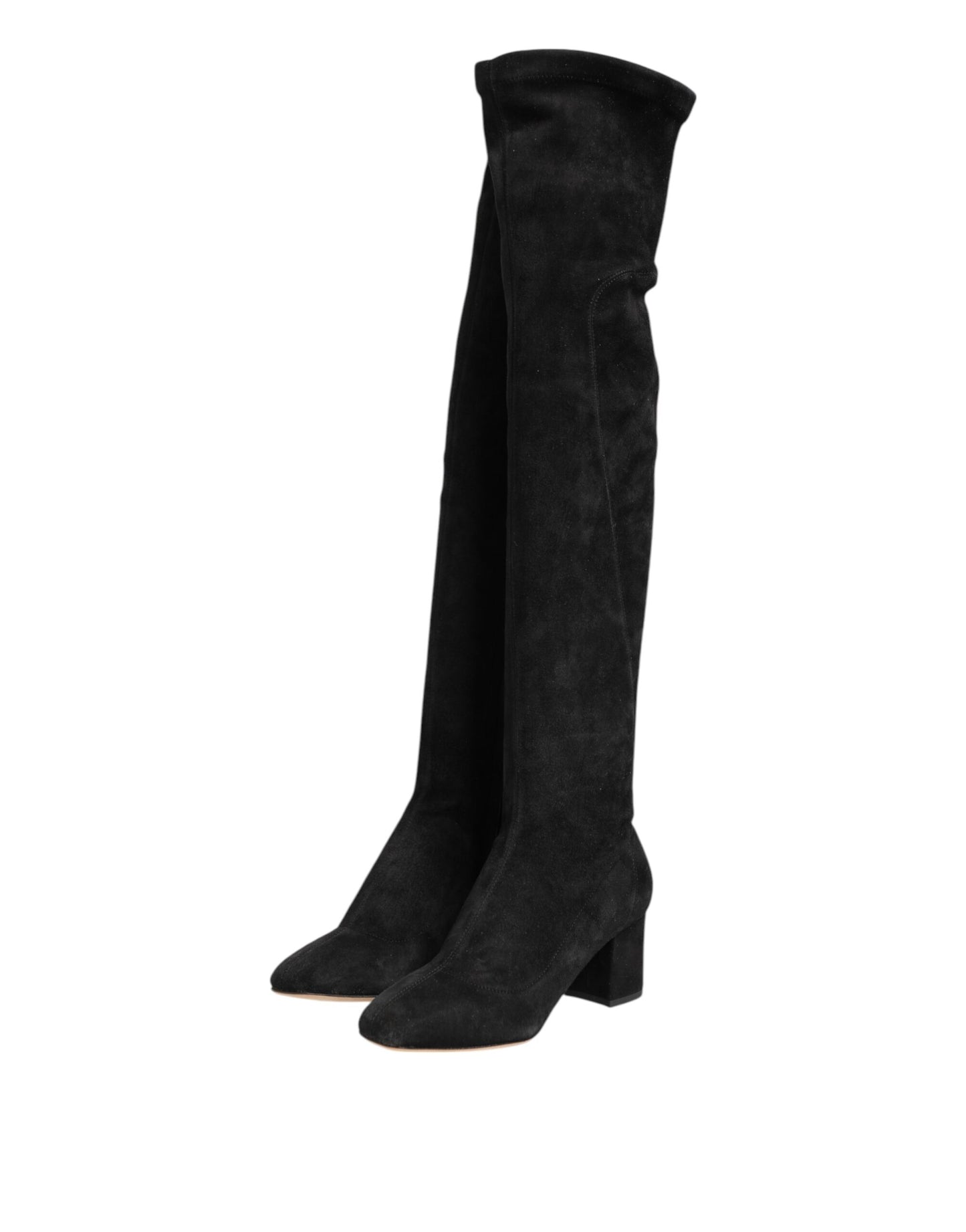 Bottes hautes en daim noir Dolce &amp; Gabbana