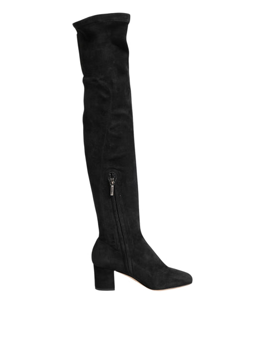 Bottes hautes en daim noir Dolce &amp; Gabbana