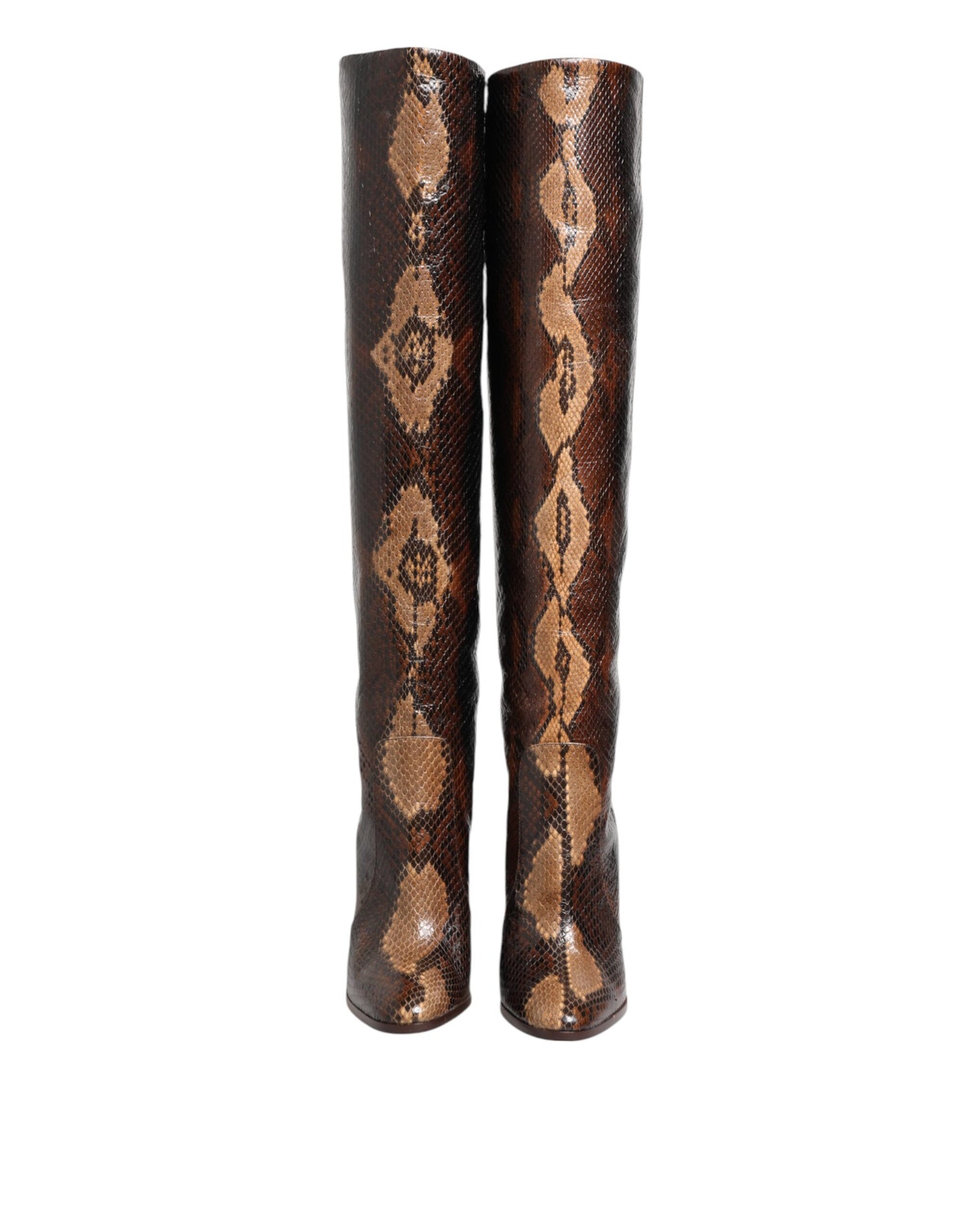 Dolce &amp; Gabbana – Reitstiefel mit Python-Schlangenhaut-Print in Braun