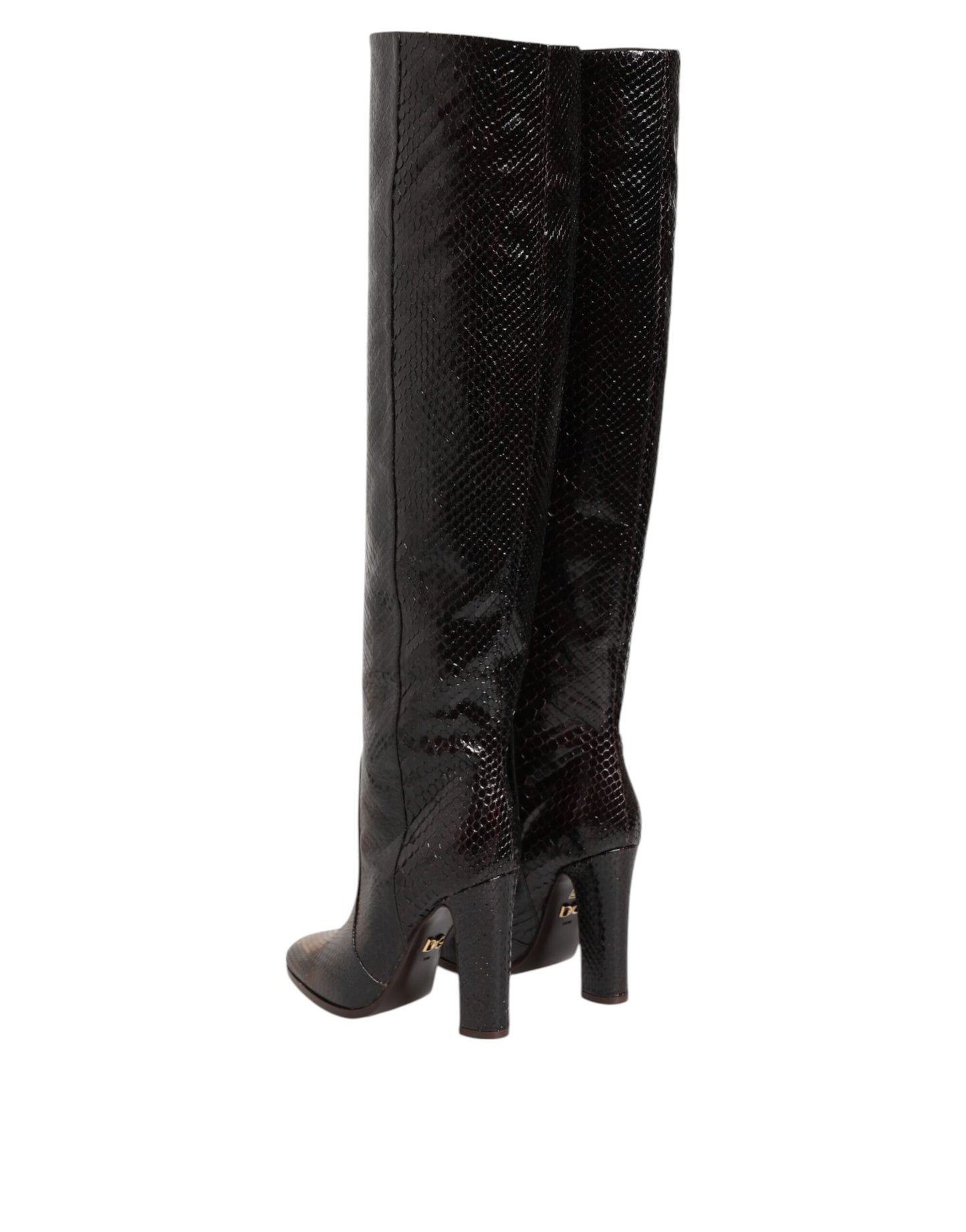 Dolce &amp; Gabbana – Reitstiefel mit Python-Schlangenhaut-Print in Braun
