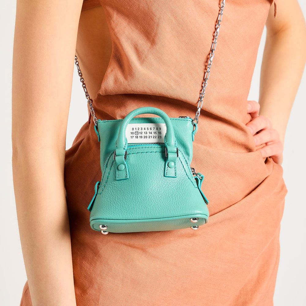 Sac bandoulière en cuir de chèvre bleu Maison Margiela