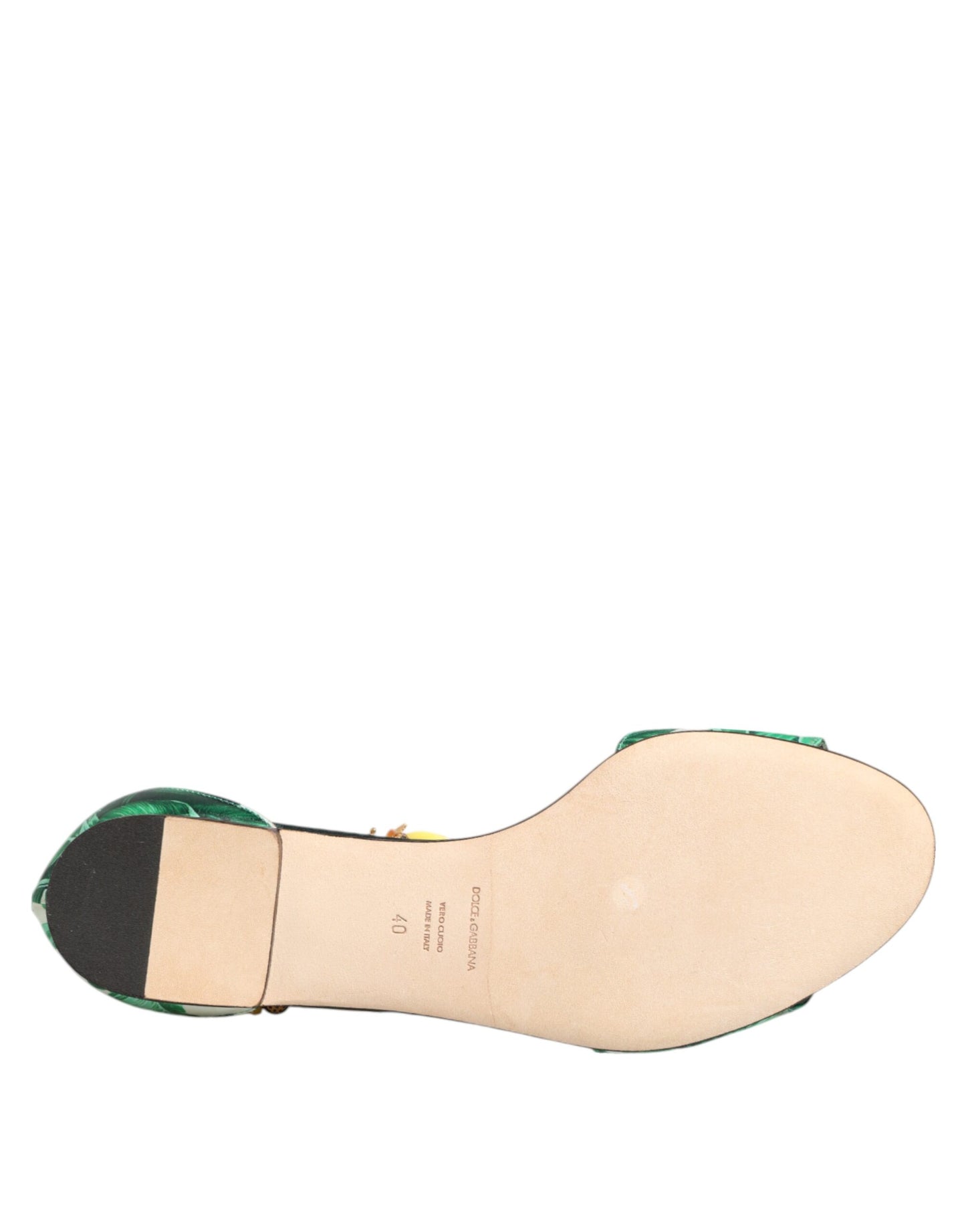 Dolce &amp; Gabbana Grüne Nerzpelz Satin Bananenblatt Sandalen Schuhe