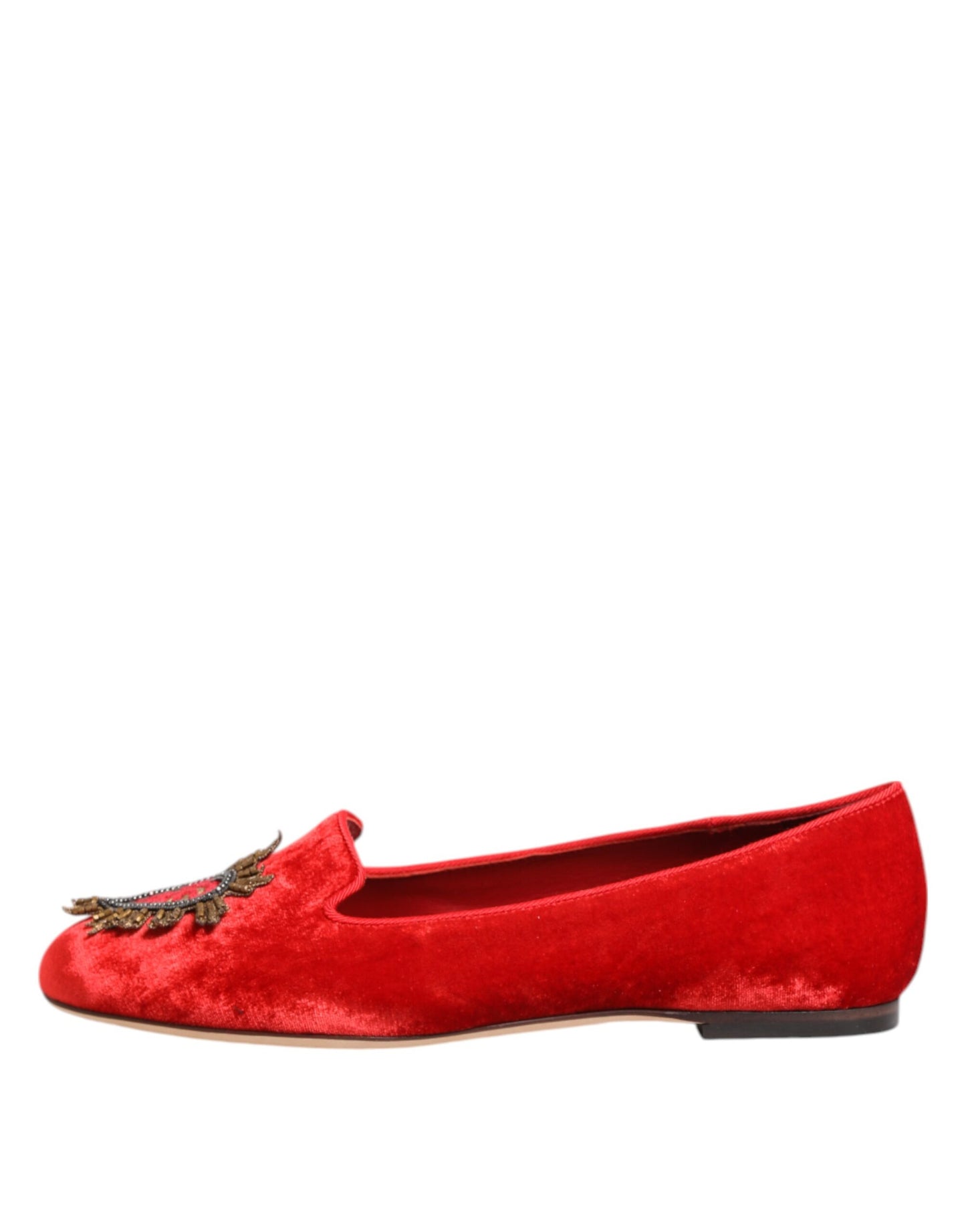 Dolce &amp; Gabbana – Rote Loafer aus Samt mit DG-Herzmotiv