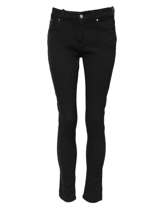 Jean skinny taille moyenne en coton noir Dolce &amp; Gabbana 