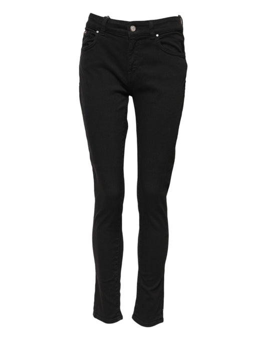 Jean skinny taille moyenne en coton noir Dolce &amp; Gabbana 