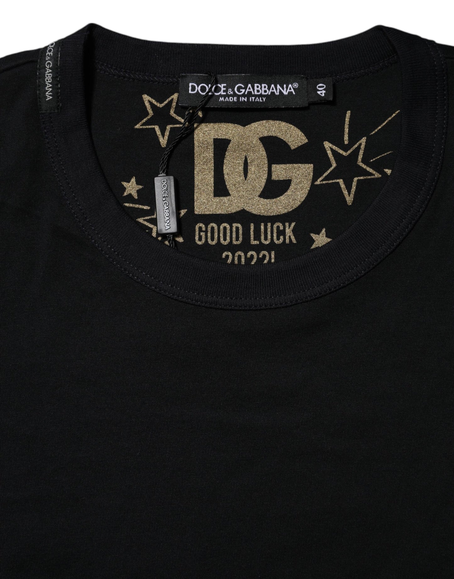 T-shirt à manches courtes en coton noir imprimé DG Dolce &amp; Gabbana 