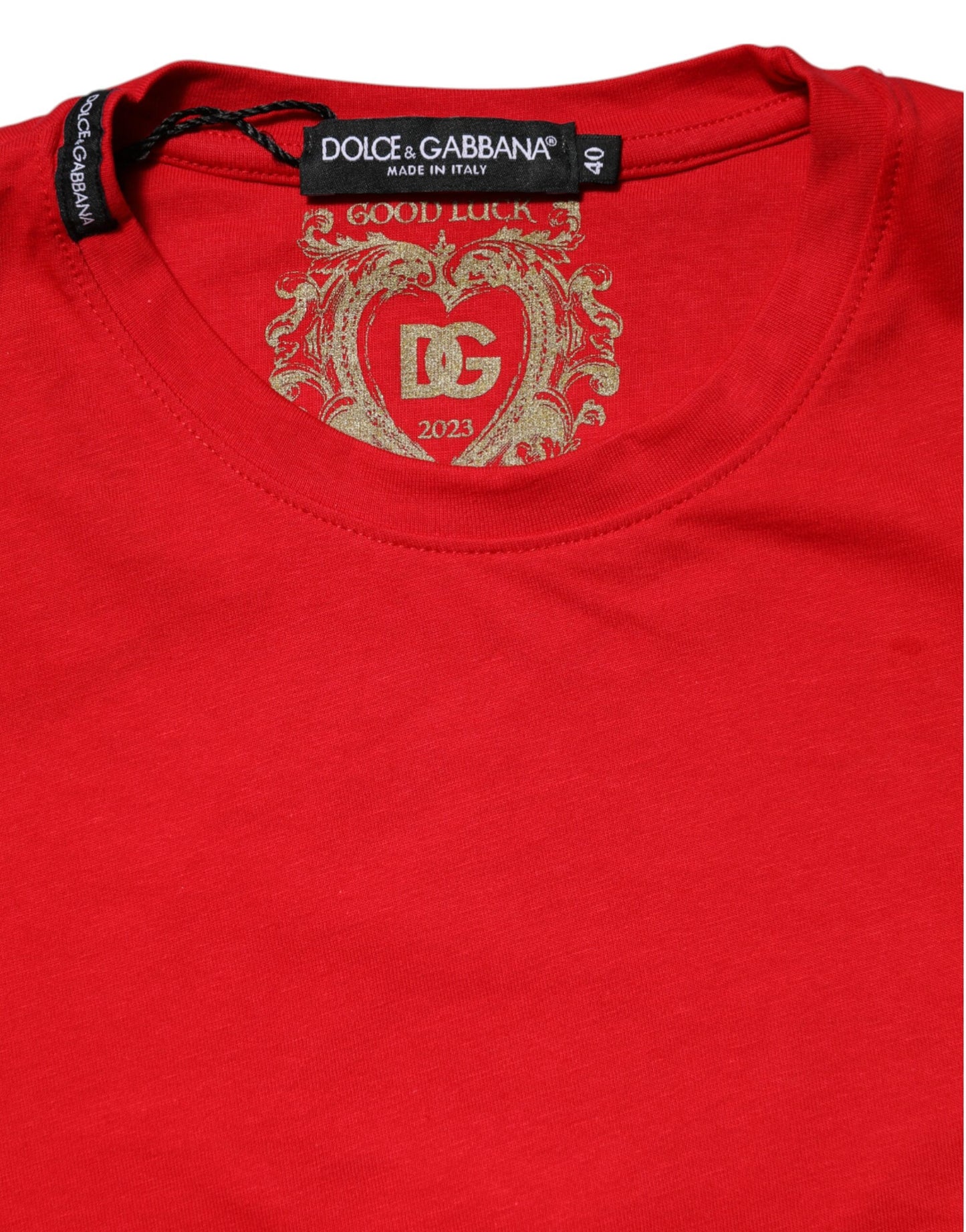 T-shirt ras du cou à manches courtes en coton rouge Dolce &amp; Gabbana