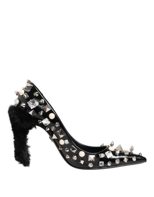 Escarpins à talons aiguilles Dolce &amp; Gabbana à clous et cristaux noirs