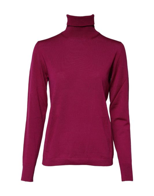 Dolce & Gabbana Fuchsia Wool Long Sleeves Turtleneck Sweater